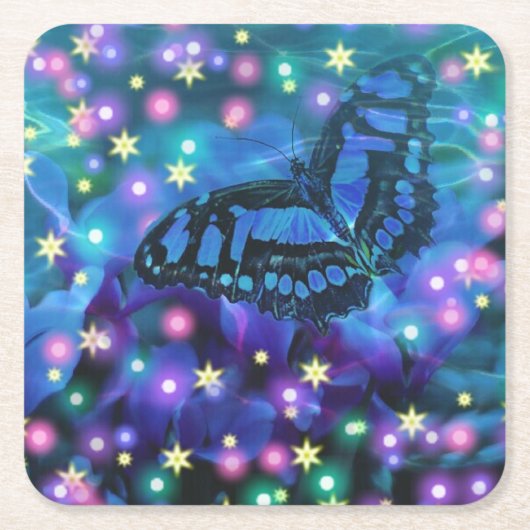 Magical Blue Butterfly Rechteckiger Pappuntersetzer (Vorderseite)