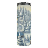 Magical Blue Christmas Train Moonlit Scene Thermosbecher (Rückseite)