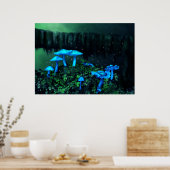 Magical Blue Fairy Mushrooms Poster (Küche)