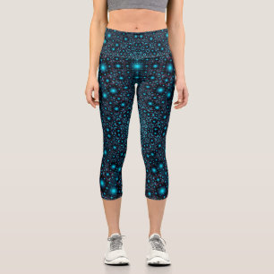 Magical Blue Glow Mandala Capri Leggings