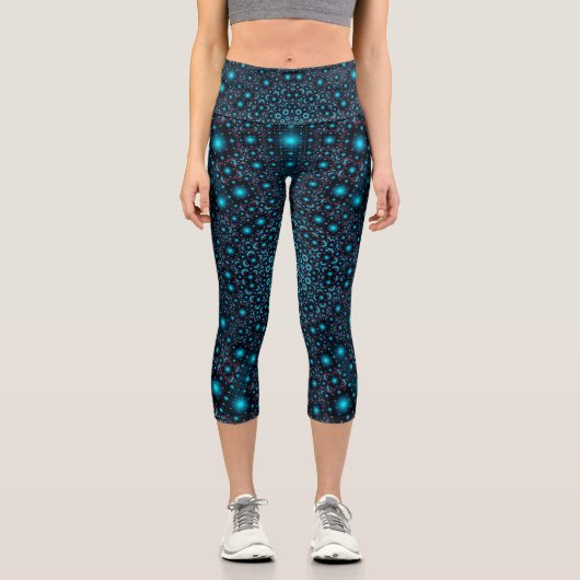Magical Blue Glow Mandala Capri Leggings (Vorderseite)