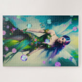 Magical Blue Irish Woodland Fairy und Schmetterlin Puzzle (Horizontal)