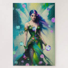 Magical Blue Irish Woodland Fairy und Schmetterlin Puzzle