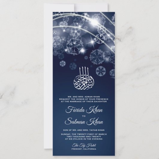 Magical Blue Night Stars Islamische Hochzeit Einladung (Vorderseite)