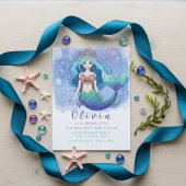 Magical Blue & Purple Mermaid Birthday Party  Einladung