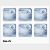 Magical Blue Sky mit flying Swans Baby Dusche Quadratischer Aufkleber (Blatt)