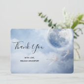 Magical Blue Sky mit Flying Swans Vielen Dank Dankeskarte (Stehend Vorderseite)