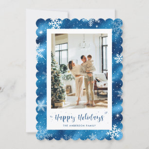 Magical Blue Snowy Foto Holiday Cards Feiertagskarte