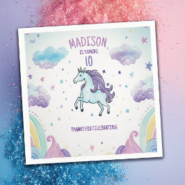 Magical Blue und Lila Unicorn Geburtstag Serviette