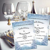 Magical Blue Winter Mountain Christmas Wedding Einladung