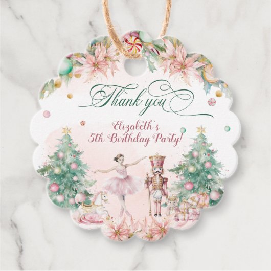 Magical Blus Nutcracker Girl Birthday Floral Geschenkanhänger (Vorderseite)