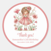Magical Blush Pink Fairy Flowers Girl Birthday   Runder Aufkleber (Vorderseite)