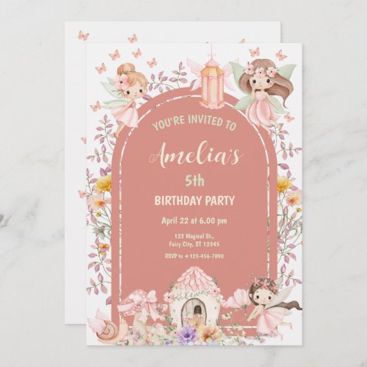 Magical Boho Fairy Garden Einladung (Vorne/Hinten)