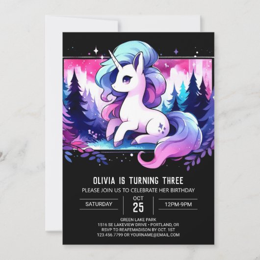 Magical Boho Horse Birthday Einladung (Vorderseite)