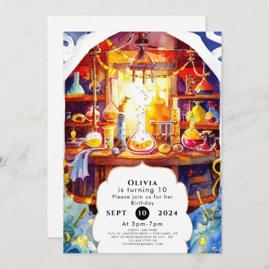 Magical Boho Labrador Scientist Birthday Einladung (Vorne/Hinten)