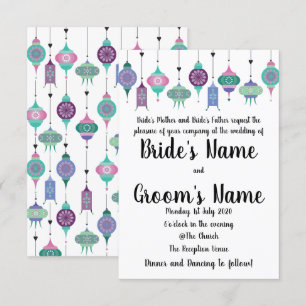 Magical Boho marokkanische Lanterns Hochzeit Einla Einladung