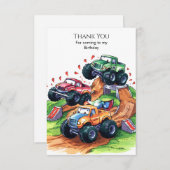 Magical Boho Monster Truck Birthday Dankeskarte (Vorne/Hinten)