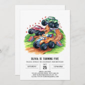 Magical Boho Monster Truck Birthday Einladung (Vorne/Hinten)