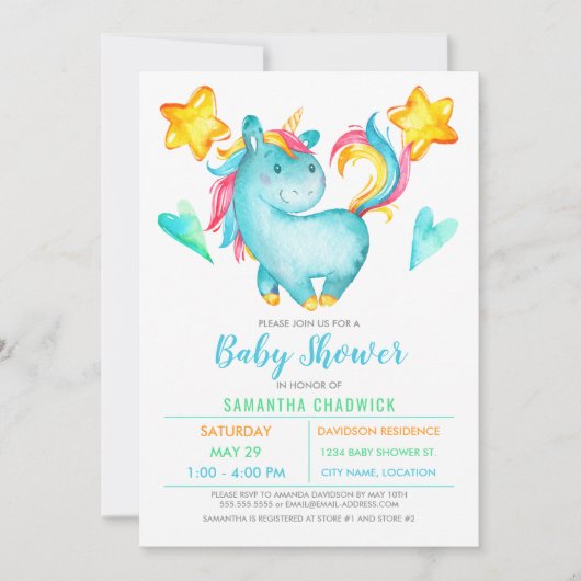 Magical Boys Unicorn Kinderdusche Einladung (Vorderseite)