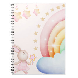 Magical Bunny and Rainbow | Cute Pastel Kids Illus Notizblock