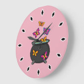 Magical Butterflies from a Cauldron Große Wanduhr (Winkel)