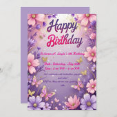 Magical Butterfly Garden Geburtstag Einladung für  (Vorne/Hinten)