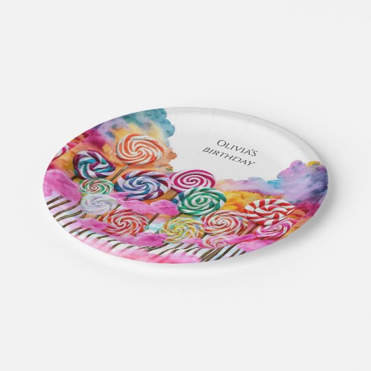 Magical Candyland Birthday Pappteller (Schrägansicht)