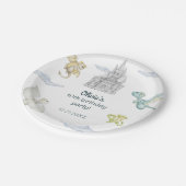 Magical Castle Cute Dragons Kids Birthday Pappteller (Schrägansicht)
