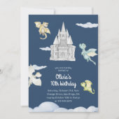 Magical Castle Niedlich Dragons Kindergeburtstag B Einladung (Vorderseite)