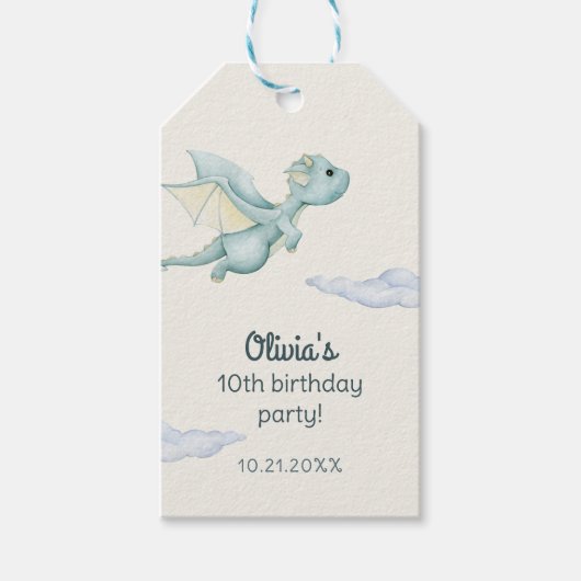 Magical Castle Niedlich Dragons Kindergeburtstag Geschenkanhänger (Vorderseite)