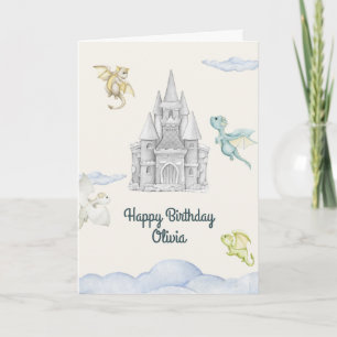 Magical Castle Niedlich Dragons Kindergeburtstag Karte