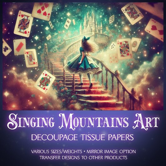 Magical Castle Path Alice In Wonderland Decoupage Seidenpapier
