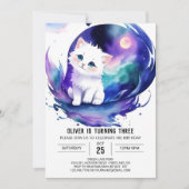 Magical Cat Boho Birthday Einladung (Vorderseite)