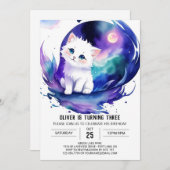 Magical Cat Boho Birthday Einladung (Vorne/Hinten)