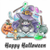 Magical Cat Hexe Aufkleber (Vorderseite)