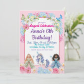 Magical Celebration Princess Unicorn Birthday Einladung (Stehend Vorderseite)