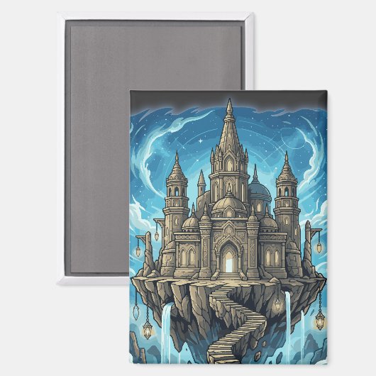 Magical Celestial Floating Castle In The Clouds Magnet (Vorderseite/Rückseite)