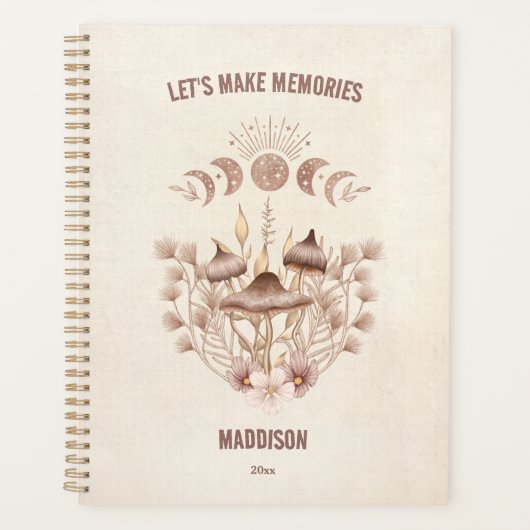 Magical Celestial Mushroom Fungi Moon Boho Planer (Vorderseite)