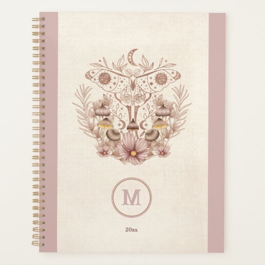 Magical Celestial Mushroom Moth Moon Boho Planer (Vorderseite)