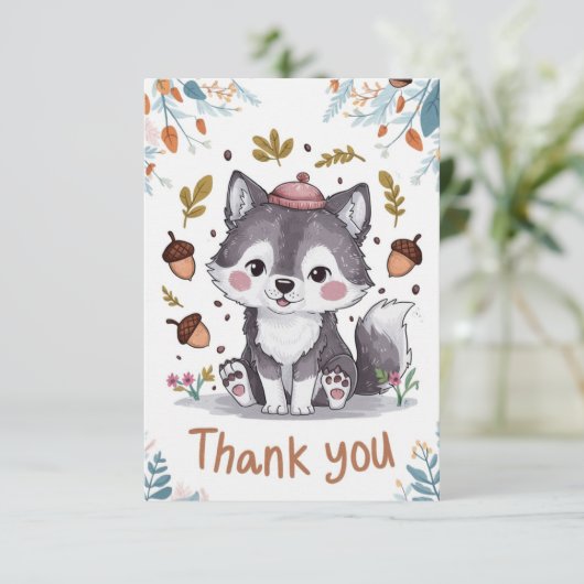 Magical Charming Wolf Dankeskarte (Stehend Vorderseite)