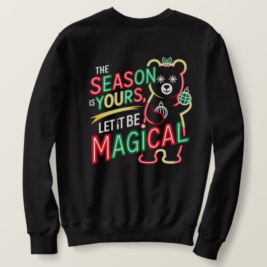 Magical Christmas Bear Festive Holiday Pullover (Design Rückseite)
