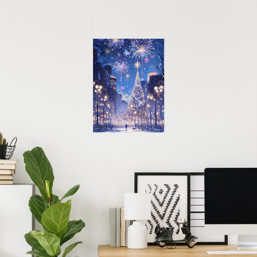 Magical Christmas City Fireworks Night Poster (Heimbüro)