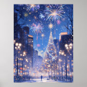 Magical Christmas City Fireworks Night Poster (Vorne)