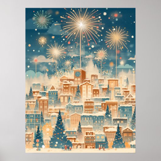 Magical Christmas City Fireworks Night Poster (Vorne)
