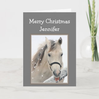 Magical Christmas Custom Name Wishes White Horse Karte