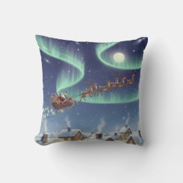 Magical Christmas Night Sky Throw Pillow Santa Kissen