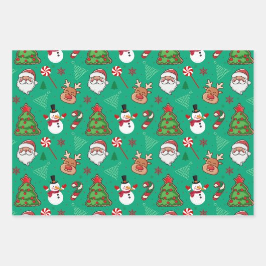 Magical Christmas – Santa, Reindeer & Snowflakes Geschenkpapier Set (Vorderseite 3)