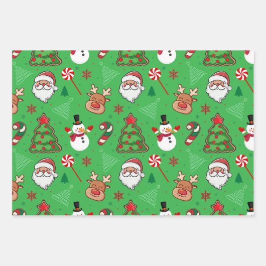 Magical Christmas – Santa, Reindeer & Snowflakes Geschenkpapier Set (Vorderseite 2)