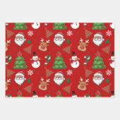 Magical Christmas – Santa, Reindeer & Snowflakes Geschenkpapier Set (Vorderseite)