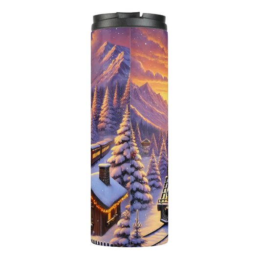 Magical Christmas Train Winter Landscape Thermosbecher (Rückseite)